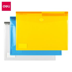 Конверт на кнопке Deli E5504 A4 полипропилен 0.18мм ассорти