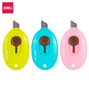 Нож канцелярский Deli E2050 mini сталь ассорти блистер