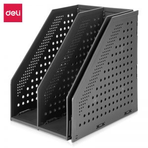 Лоток вертикальный складной Deli 78995 3 отд. 250 ×256 ×243мм темно-серый