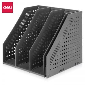 Лоток вертикальный складной Deli 78996 4 отд. 332 ×256 ×243мм темно-серый