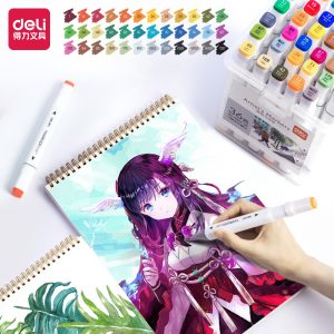 Маркеры перманентные цветные Deli 70801-36 двойной пиш. наконечник 1-7мм квадратный пластиковая коробка (упак: 36 шт)