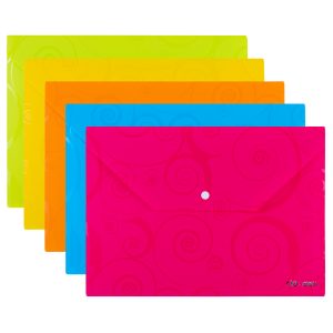 Конверт на кнопке Deli E39640 A4 гориз. расшир. полипропилен 0.18мм ассорти