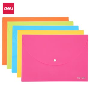 Конверт на кнопке Deli E38131 A4 гориз. расшир. полипропилен 0.18мм ассорти